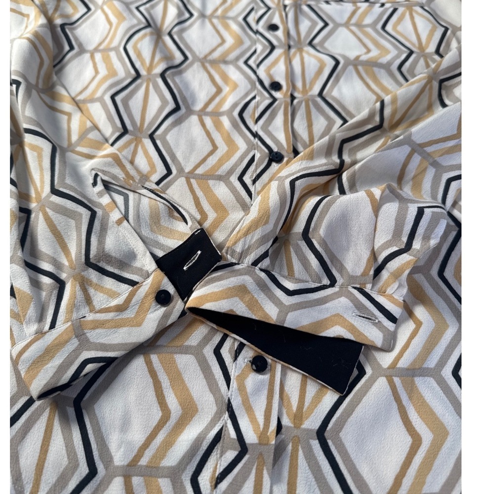 ZARA Basic Geometric Print Button Down‎ Long Sleeve Shirt Women's Size S - Picture 7 of 9